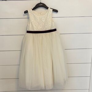 Cream Lace and Tulle Flower Girl Dress